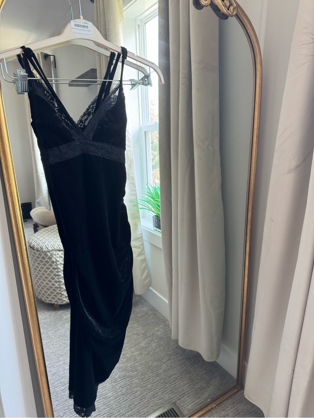 Forever 21 Black Midi Dress with Lace Trim